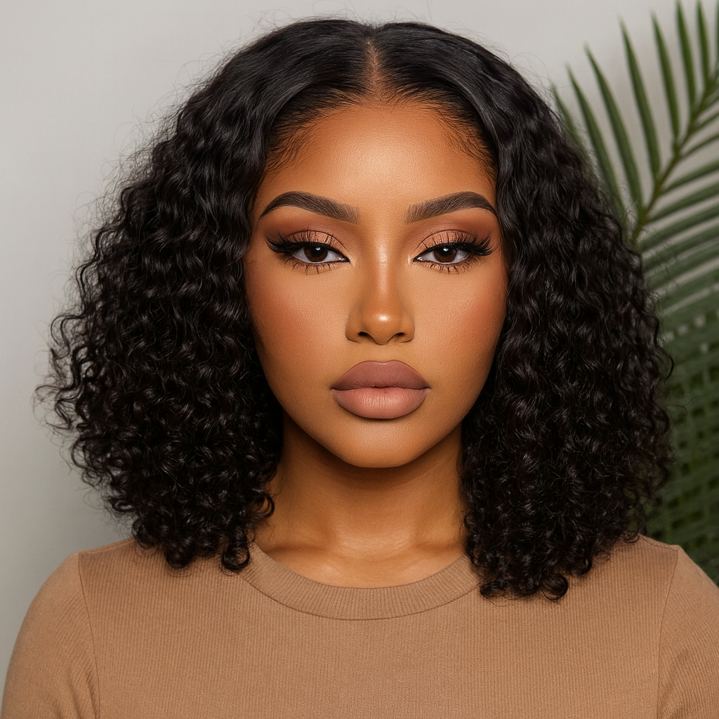 Perruque bob bouclés closure