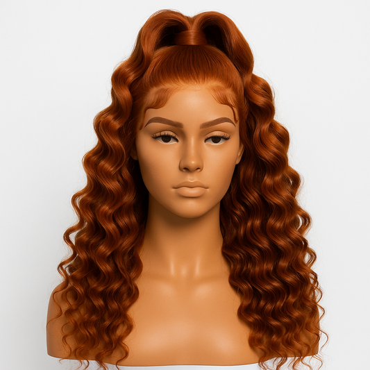 Perruque bouclés orange