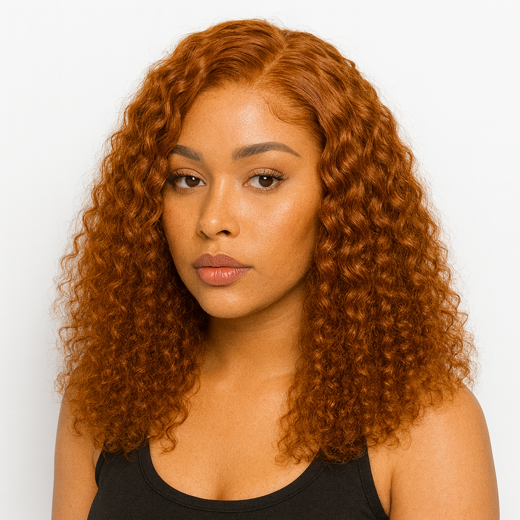 Perruque bouclés orange closure